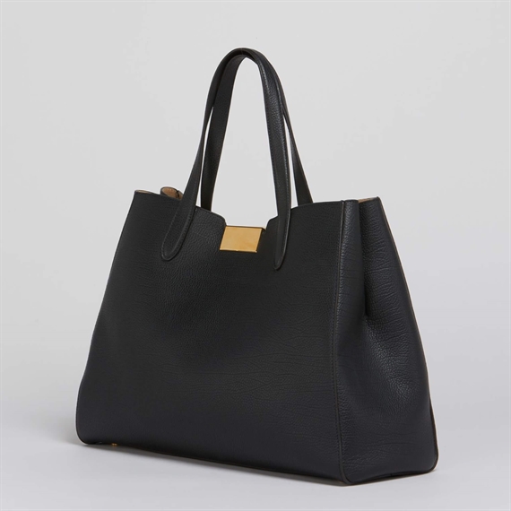 Marni Medium Leather Trunkaroo Tote Handbag, Sort